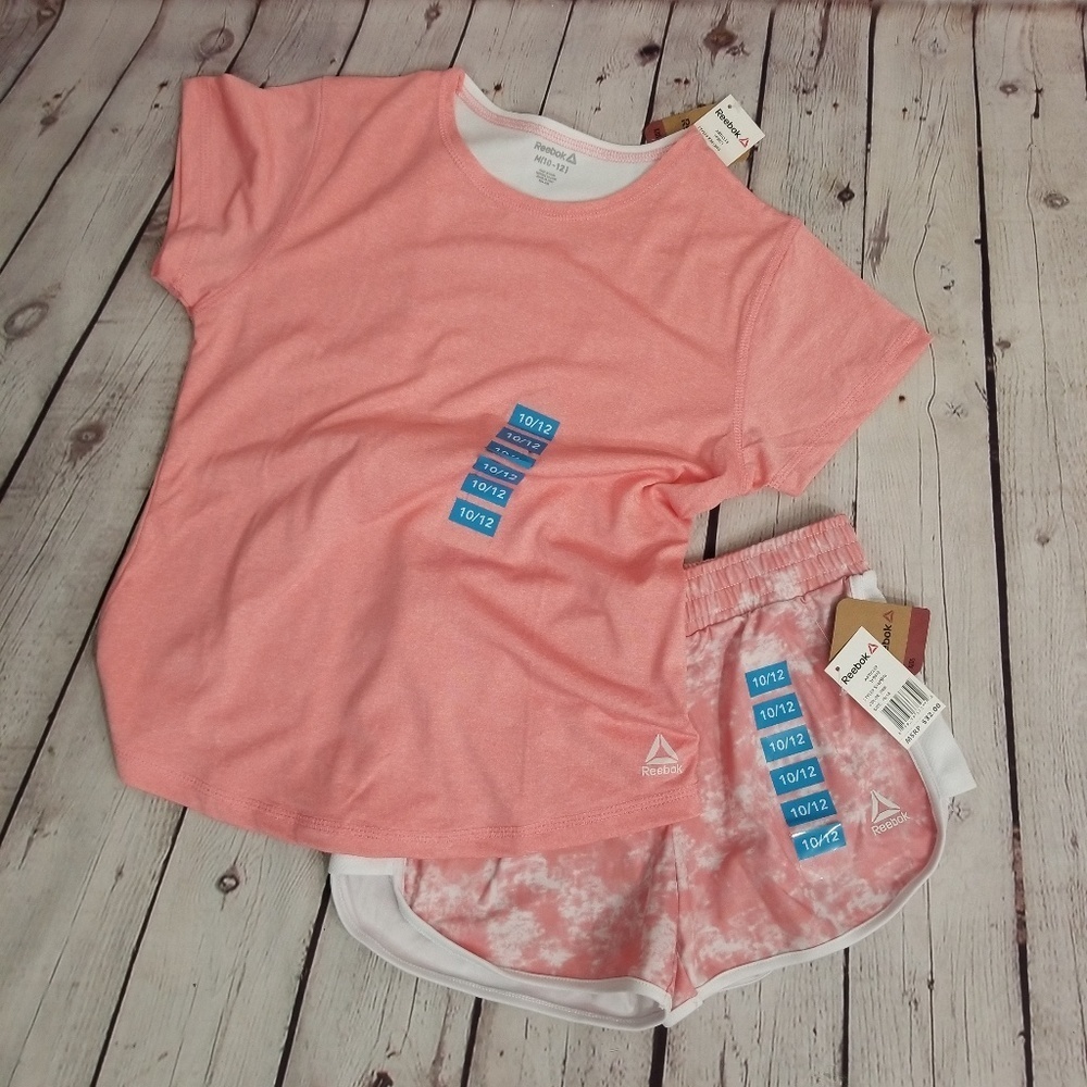 Girls size 10/12 Reebok shorts shirt set NWT